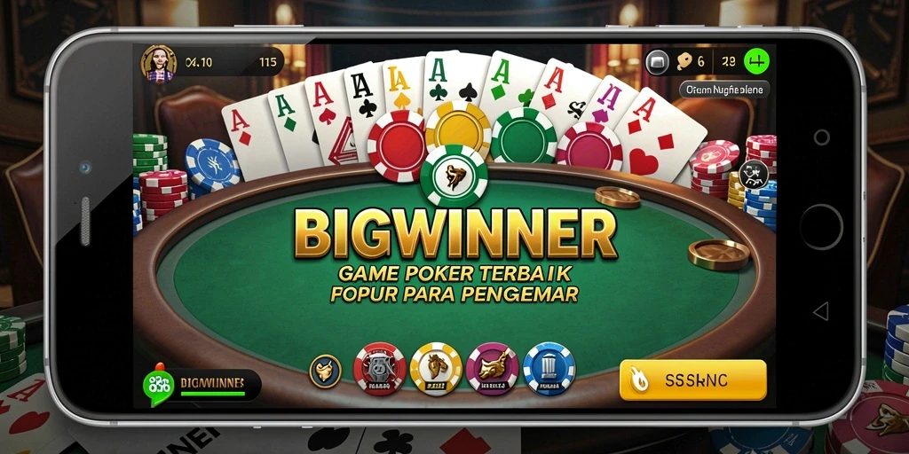 Screenshot BIGWINNER menunjukkan player yang sedang beraksi di meja poker.