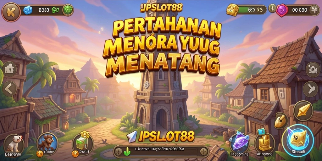 Gameplay seru Tower Defense di JPSLOT88 dengan berbagai menara dan musuh.