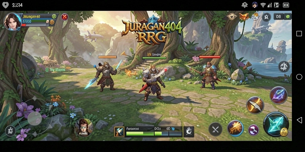 Gameplay JURAGAN404 menampilkan pertarungan epik dan eksplorasi dunia fantasi.