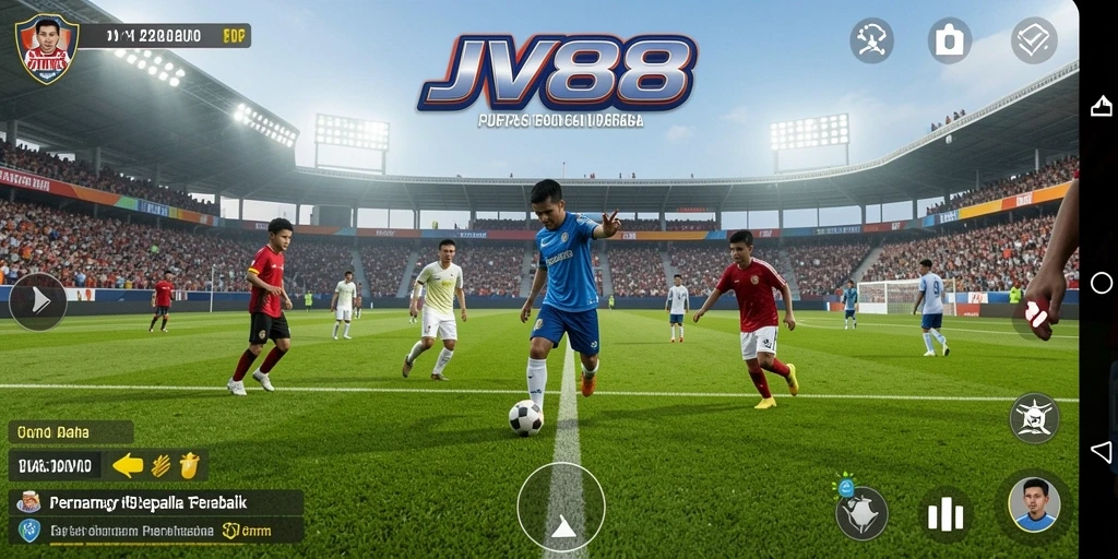 Tampilan permainan JV88 yang menampilkan aksi sepak bola mendebarkan.