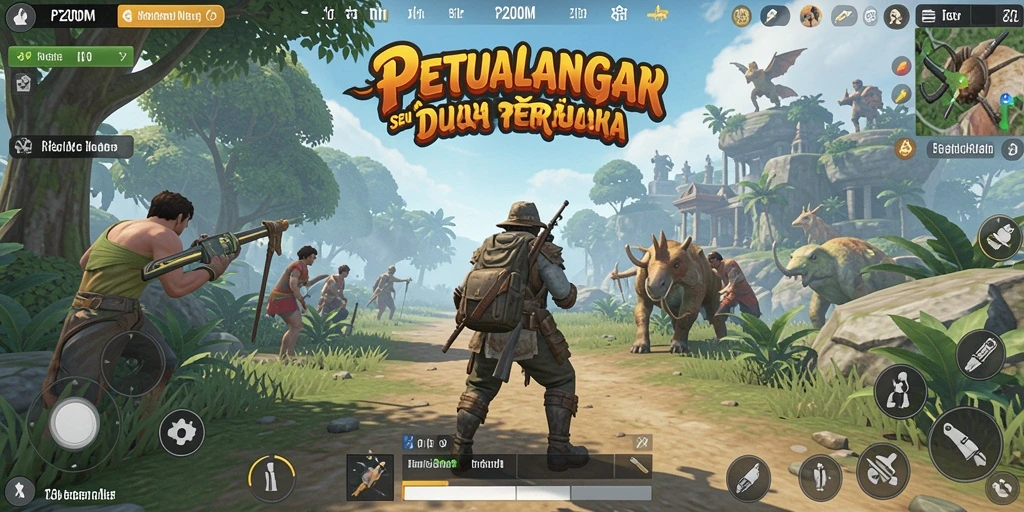 Gameplay P200M yang menampilkan kekayaan dunia terbuka yang luas.