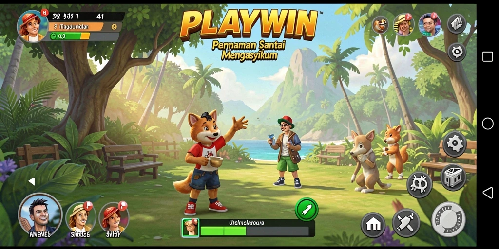 Tampilan gameplay PLAYWIN yang menghibur dan penuh warna.