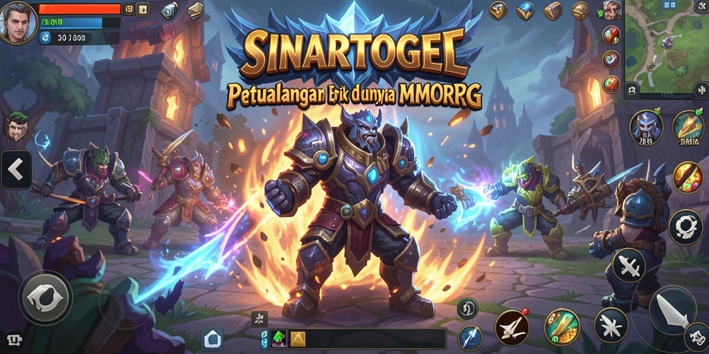 Screenshot gameplay SINARTOGEL menampilkan pertarungan seru di dunia fantasi.